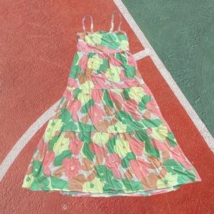 Sanctuary Floral Get Away Square Neck Tie Back Midi Dress